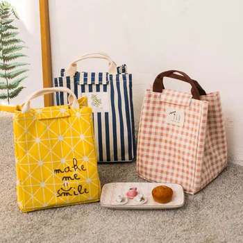 

Free Shipping New Insulated Canvas Box Tote Bag Thermal Cooler Food Lunch Bags For Women Kids Men Wholesale