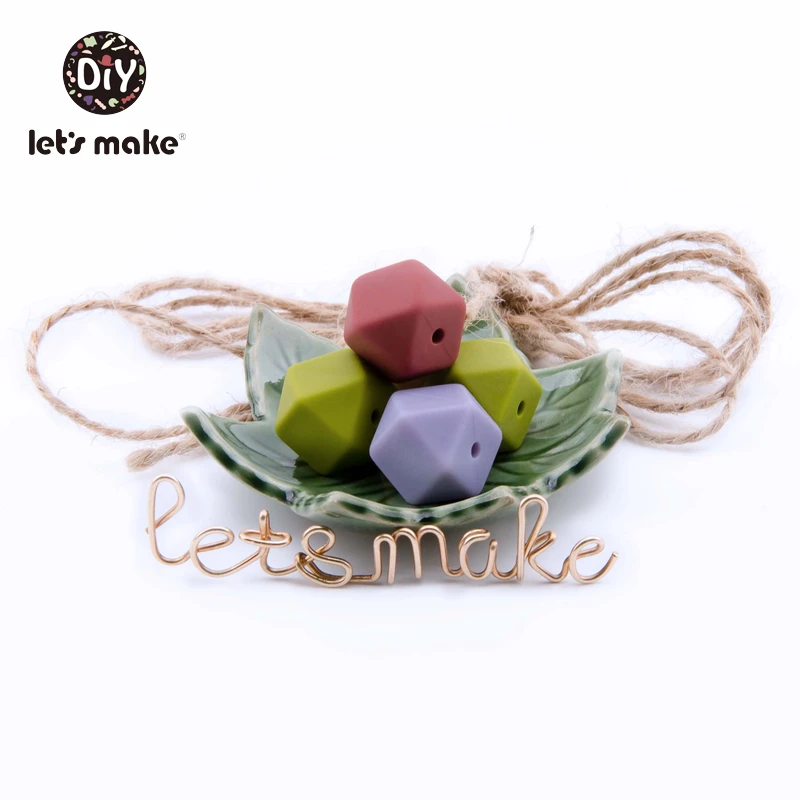 Silicone Beads Hexagon Beads 14mm 10pc Food Grade Silicone Teether DIY Pacifier Clips Beads Necklace Baby Teether Let's Make