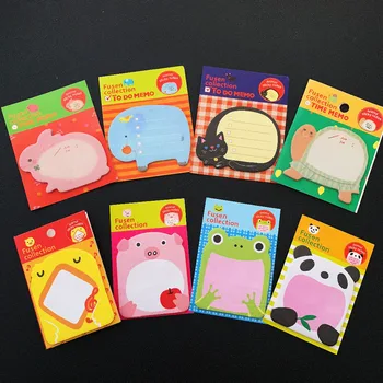 

4X Kawaii Tortoise Cat Elephant Rabbit Pig Frog Panda Chick Memo Pads Sticky Notes Notepads Student Stationery
