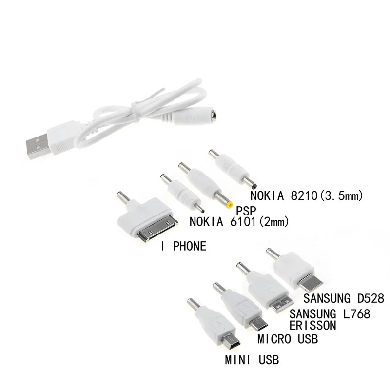 1 комплект USB до 10 шт. DC разъем питания зарядное устройство адаптер кабель для мобильного использования белый комплект