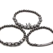 8 мм 3 компл./лот dh3d Серебро Золото Корона Медь микро pave cz Циркон кубический цирконий браслет отрегулированный Шарм Макраме Браслеты