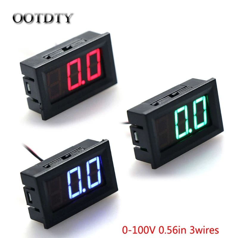 

OOTDTY DC 0-100V 3-Wire Voltmeter LED 0.56in Digital Voltage Meter Panel Monitor Tester dorp shipping