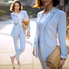 Danisyl 2017 font b women b font elegant baby blue office font b business b font