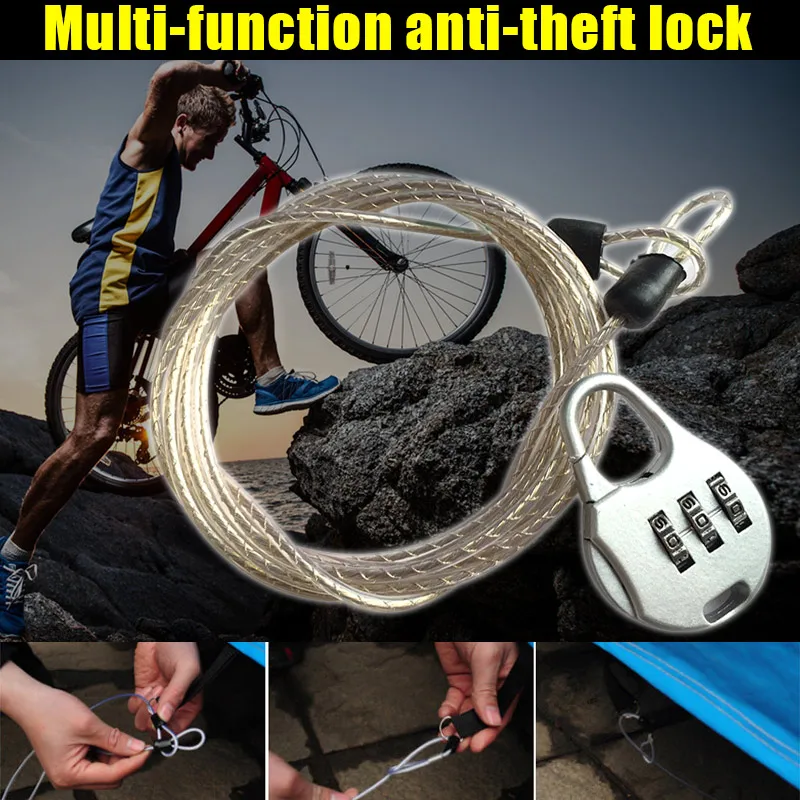 

Anti-theft Password Lock Steel Cable Luggage Security Protector Bike Chain Locks Backpack Padlock _WK