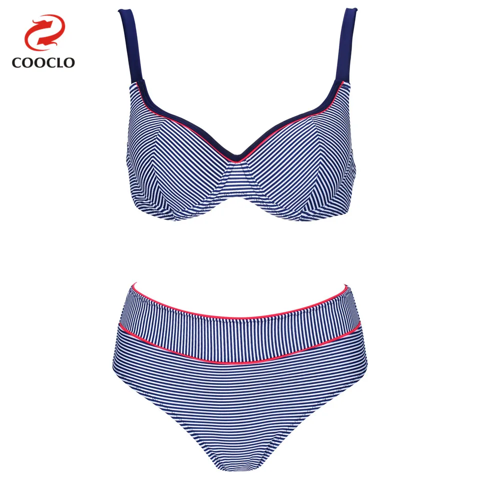

COOCLO Sexy Bikini 2019 Stripe Floral Bathing Suit Plus Size Swimwear Women Push Up Swimsuit Beach Wear Swimming Suits Biquini