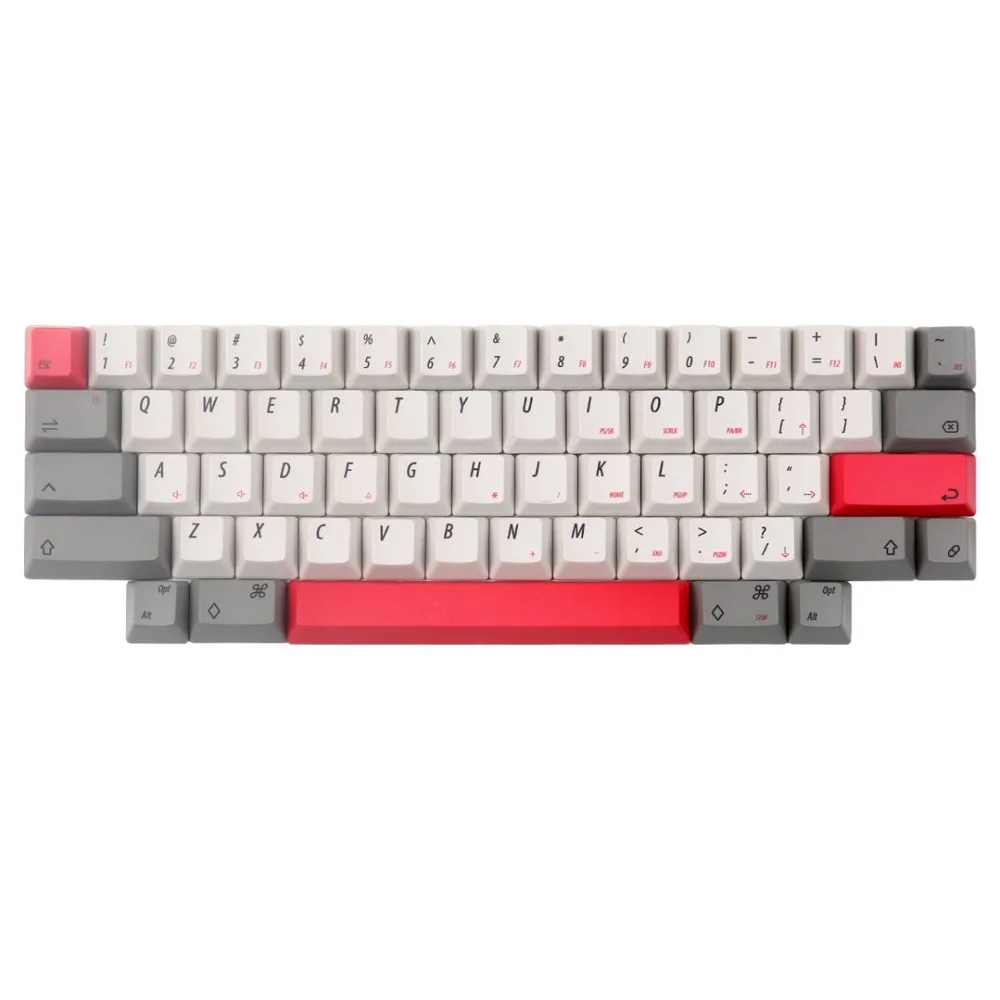 Электростатический емкостный серый и молочный keycap PBT OEM краситель-субкровать 60 клавиш в красном Esc введите пробел для ANSI раскладки клавиатуры