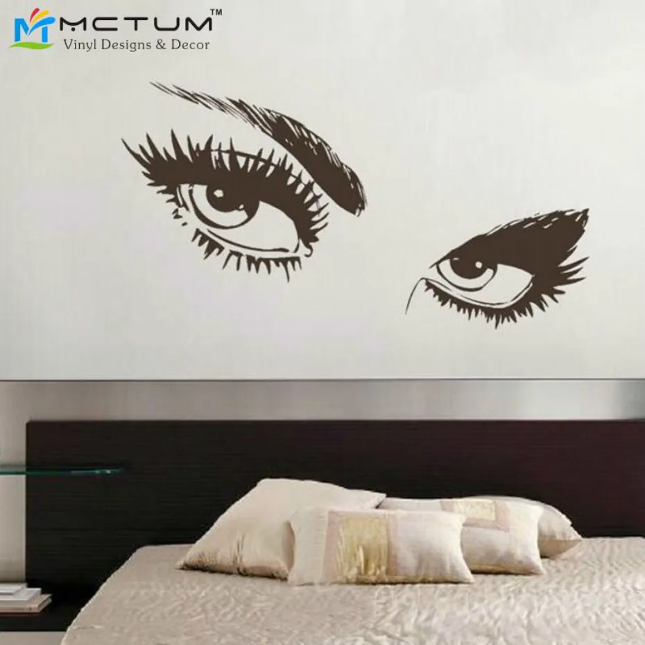 

Beauty Eyes Large Woman Face Vinyl Wall Sticker Bedroom Makeup Salon Mural Giant Transfer Art Decals Living Room Size 150*80 CM