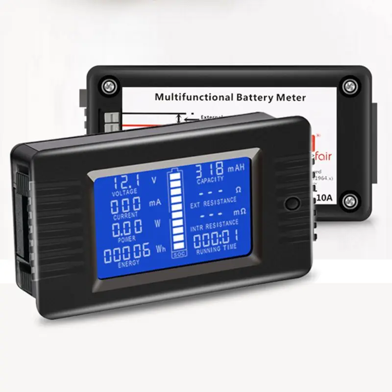 DC 0-200V 0-300A Battery Tester Voltmeter Ammeter Power Impedance Capacity Energy Time Meter 50A/100A/200A/300A Battery Monitor