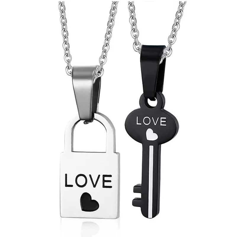 Нержавеющая сталь сердце замок и ключ пара ожерелье Любовь индивидуальный кулон