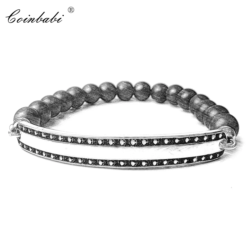 

Thomas Obsidian Bracelet with Skull Skeleton, Rebel 925 Sterling Silver Ts Jewelry 2018 Brand New Fashion Heart Gift for Men