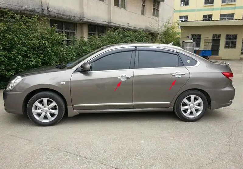 Подходит для России, для Nissan Almera G15 2012, АБС хромированная дверная ручка, крышка чаши, накладка, наклейки для стайлинга автомобилей, аксессуары, 4 шт