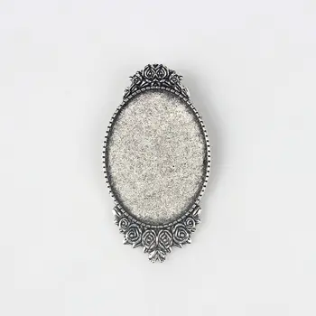 

10Pcs Antique Oval Brooch Pin 30x40mm Blanks Tray Cameo Cabochon Setting