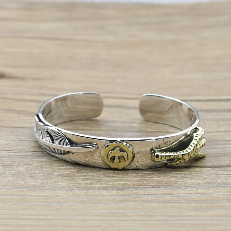

Wholesale Thai Silver Couple Personality Bracelet S925 Sterling Silver Handmade Claw Retro Vintage Bangle
