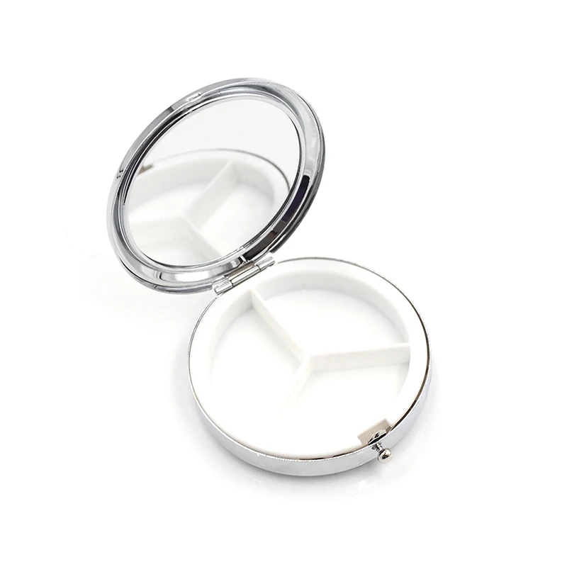 

Portable Silver Metallic Pills Pill Cutter Splitters Metal Pill Box Folding Pill Case Container For Simple Medicines Organizer