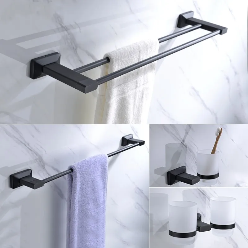 Newest Matte Black brass 4 Piece Bathroom Hardware