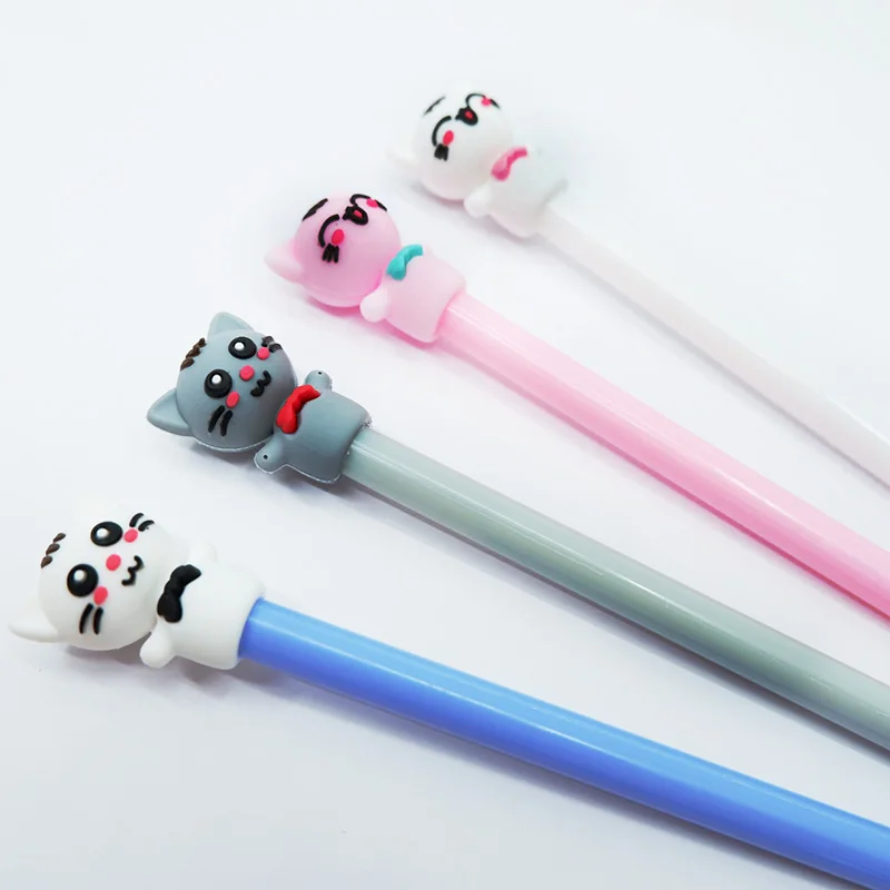 

4 pcs/lot Cartoon cat Gel Pen kawaii stationery School Supplies Office Supplies Cute writting pens paperlaria