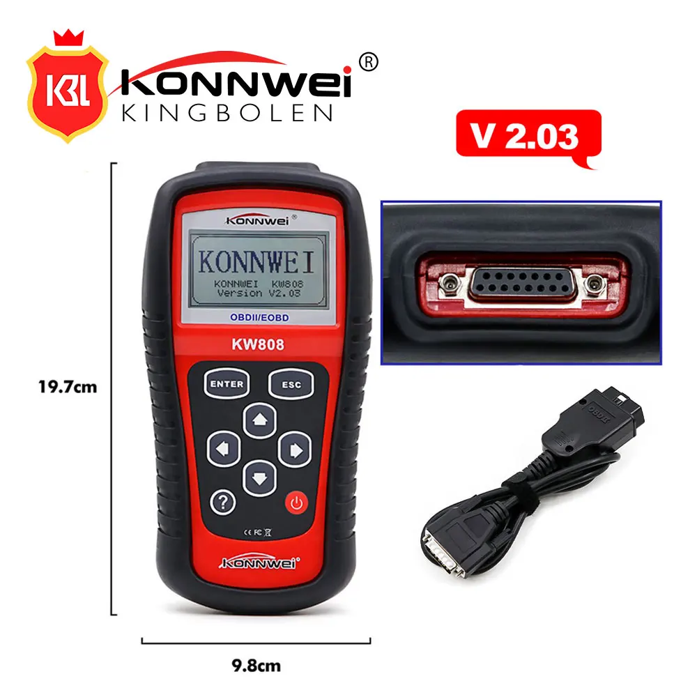 KONNWEI KW808 Car EOBD OBD2 OBDII Diagnostic Engine Fault Code Reader Scann
