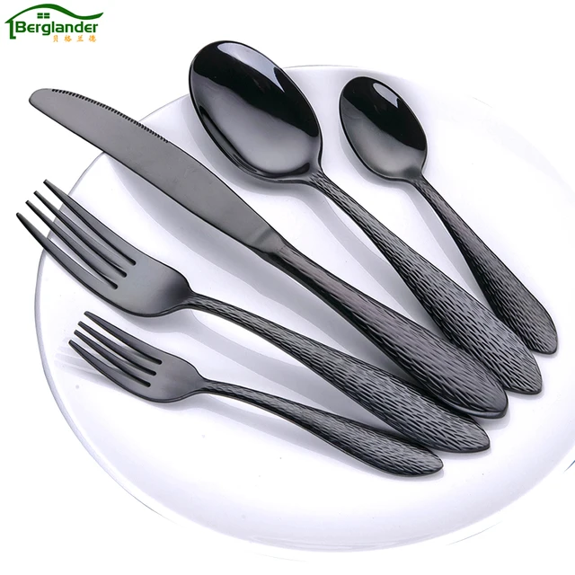 BERGLANDER Black Stainless Steel Dinnerware Set Luxury Fork Knife ... BERGLANDER Black Stainless Steel Dinnerware Set Luxury Fork Knife ...