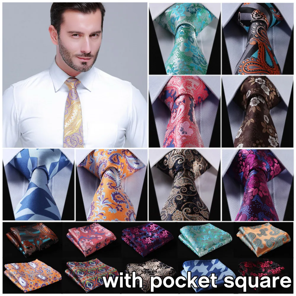 

Dot 3.4" 100%Silk Wedding Jacquard Woven Men Tie Necktie Pocket Square Handkerchief Set Suit EFD