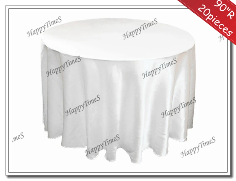 90"Round 20pcs/lot White Cheap Tablecloths For Round Table Satin Fabric