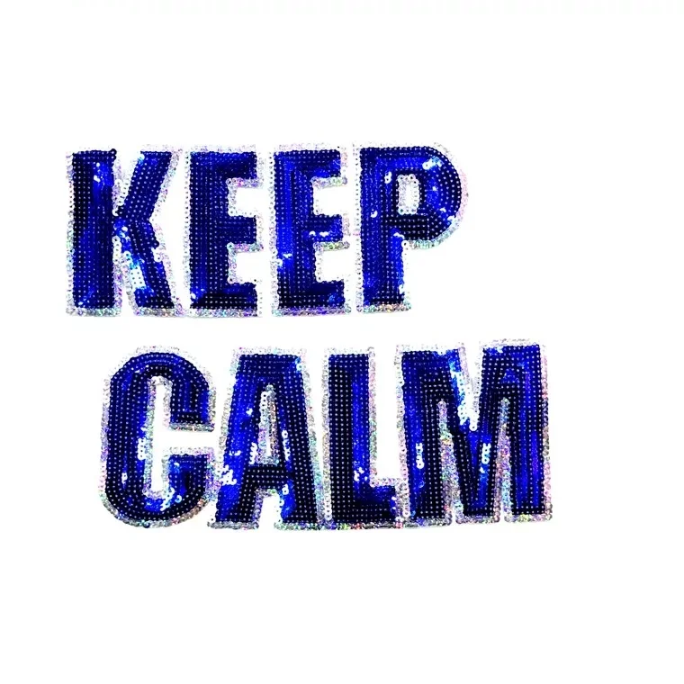 1 комплект синие патчи с блестками и надписью KEEP CALM|Заплатки| |