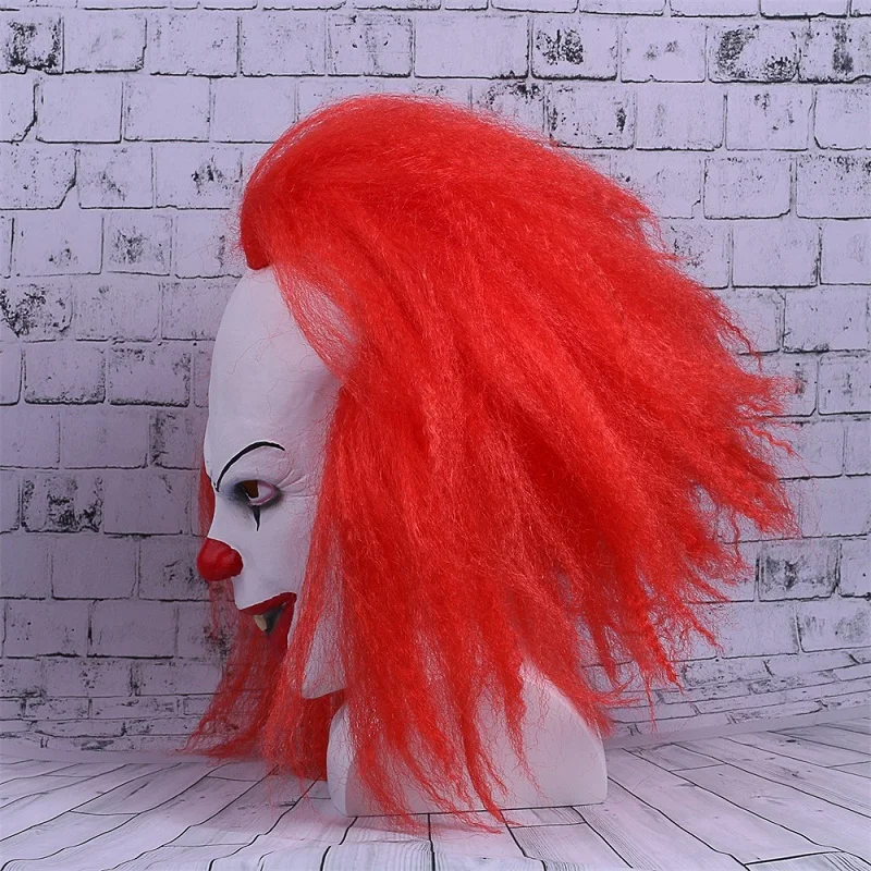 Movie Stephen King's It Mask Pennywise Mask Cosplay Masks Red Hair Clown Joker Halloween (13)