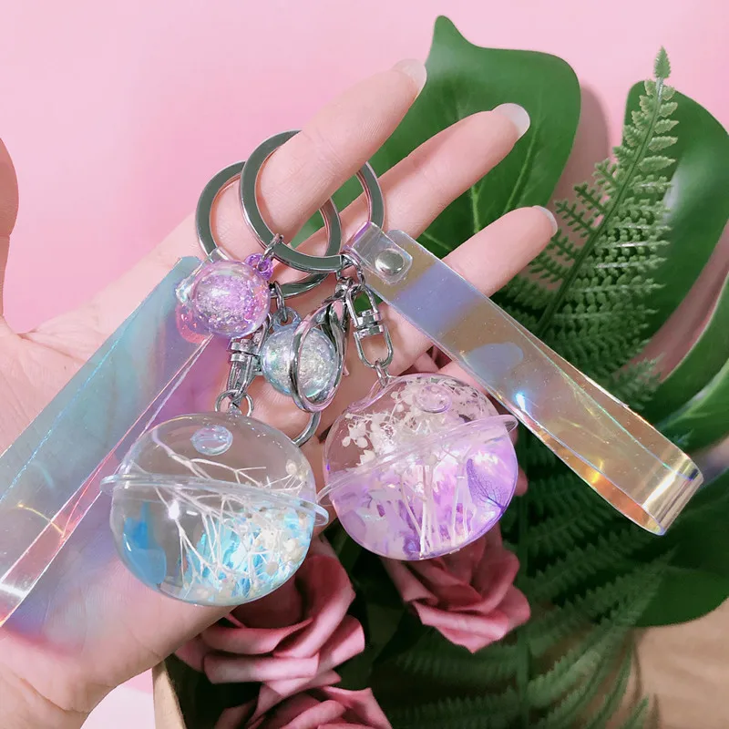 

2019 New Powder Moving Liquid Key Ring fantasy keychain Glitter Quicksand Star Keychain Car Key Pendant Creative Birthday Gift