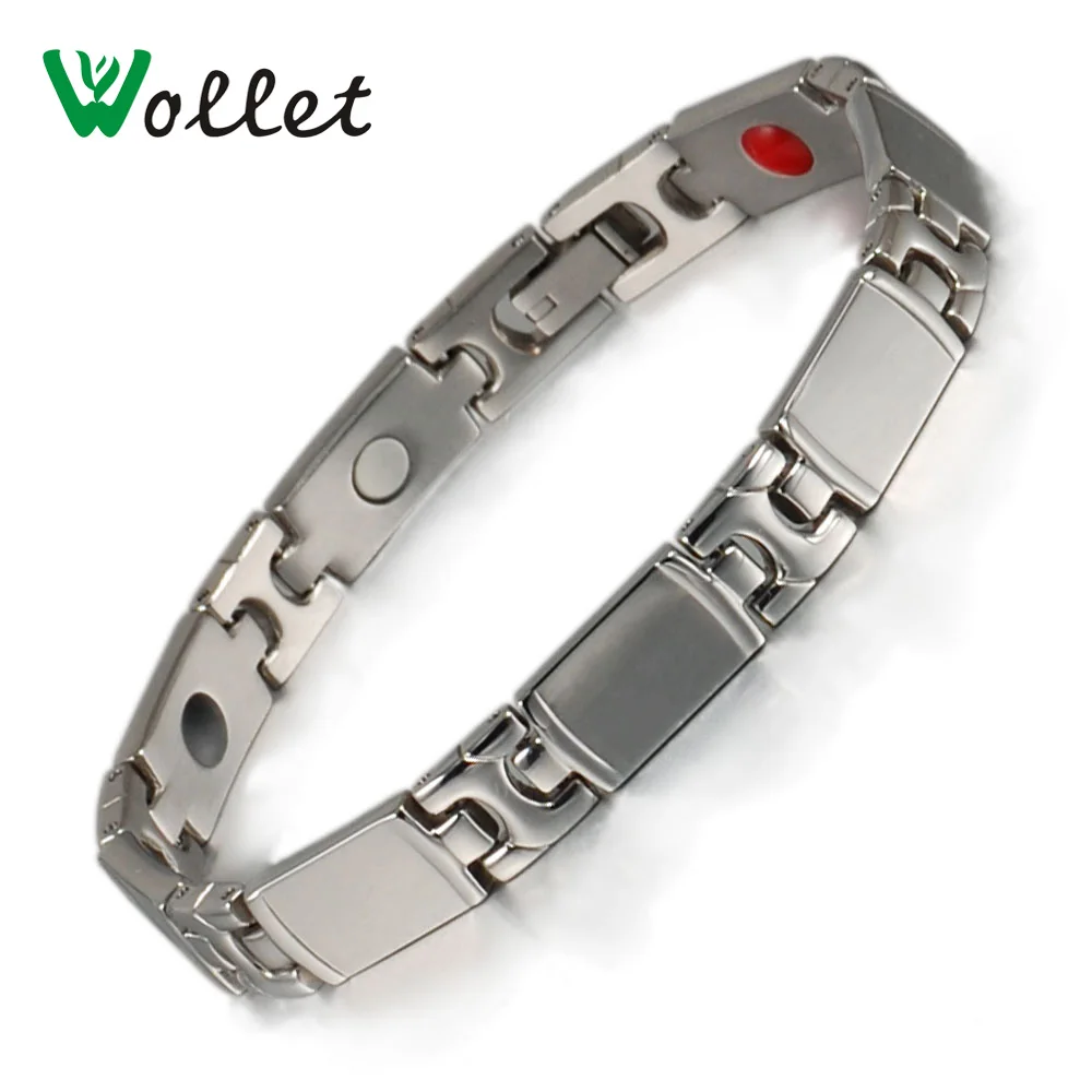 Wollet Jewelry Men's 20.5 cm Healing Energy Tourmaline Germanium Bracelet Magnetic Stainless Steel Bangle for Men | Украшения и