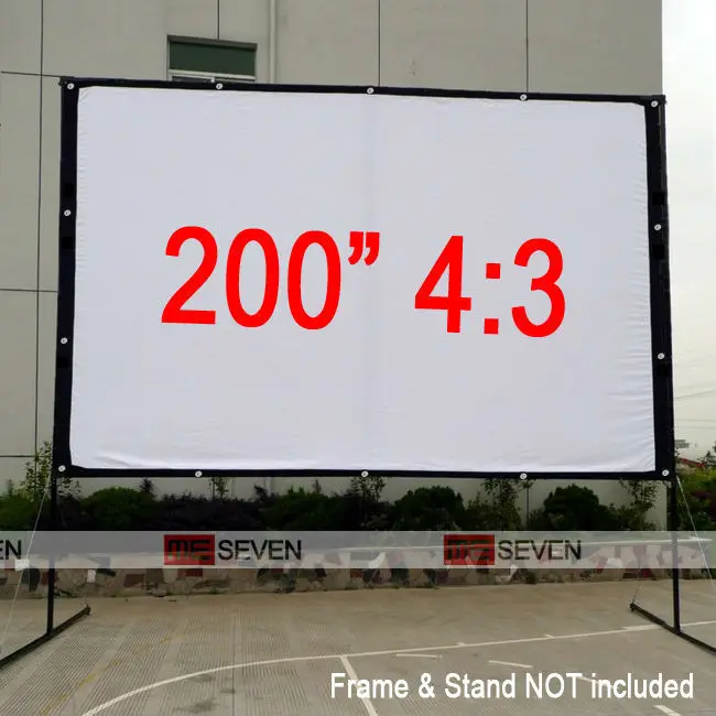 

200" 4:3 Ratio Large Size White Portable Foldably Canvas Frame Projection Screen for any Ourdoor Projectors Beamer Shooting