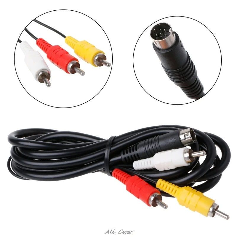 

1.8m 9-Pin Audio Video To RCA AV Cable Connection Cord For Sega Genesis 2 / 3