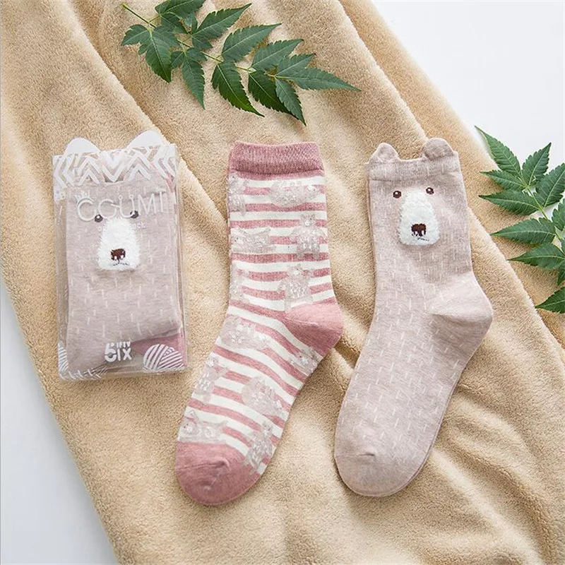 Носки женские хлопковые с мультяшным принтом 2 пары|cotton socks women|animal womenanimal |