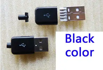 

20pcs USB 2.0 Connector Type A Male USB 4 Pin Plug Socket Connector Soldering With Black Plastic Cover for DIY Custom Handmade