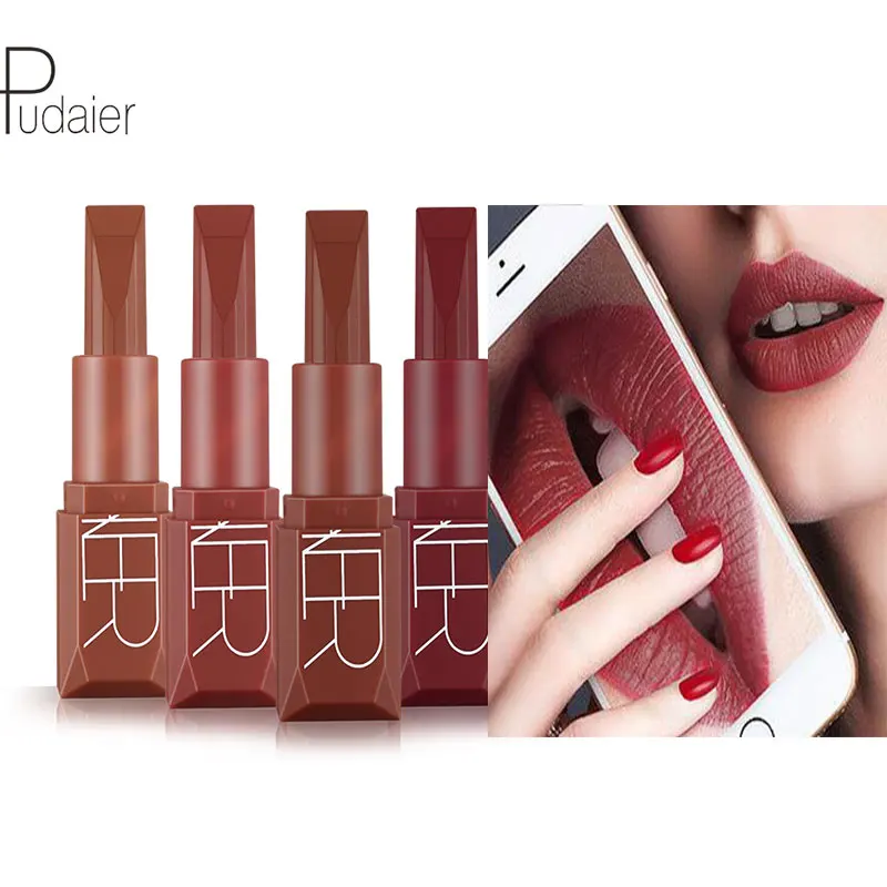 

Pudaier 1PC 5Colors Maquiagem Matte Lipstick Waterproof Labiales Makeup Pintalabios Nude Batom Pigment Velvet Glitter Sexy