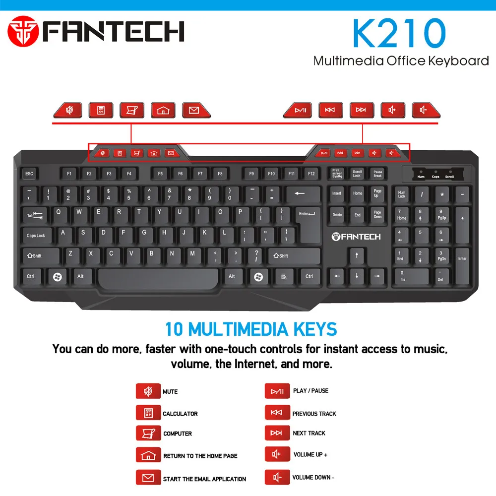 FANTECH K210 Multimedia Office Keyboad 12 FANTECH K210 Multimedia Office Keyboad 12