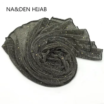 

2019 fashion lit-weight small sequins soft crinkled scarf solid shawls bandana pashmina women Muslim hijab wraps scarf 10pcs