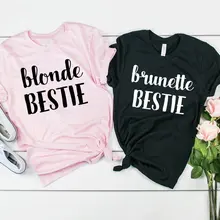 Футболка Skuggnas Blonde Bestie брюнет Bestie подходящая футболка Лучшие друзья футболка BFF футболка лучший друг набор футболок Bestie подарки