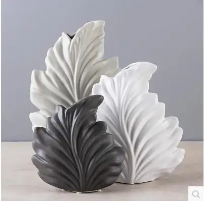 Скандинавские американские минималистичные современные украшения для дома в гостиной белая керамическая ваза, креативная модель листа фарфор