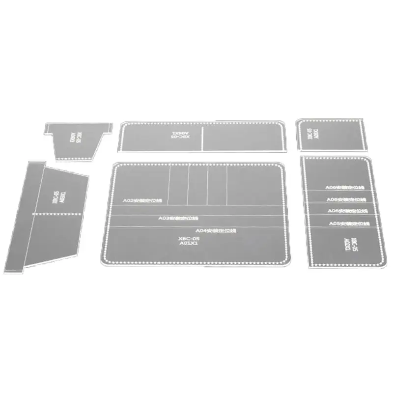 6pcs Clear Acrylic Long Wallet Purse Pattern Stencil Template Sets Leather Craft DIY Tool Kits Drop Ship Support