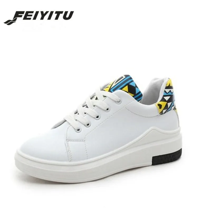 

FeiYiTu Women shoes Increased height Flat casual shoes woman white apartment zapatos de mujer tenis feminino chaussure femme