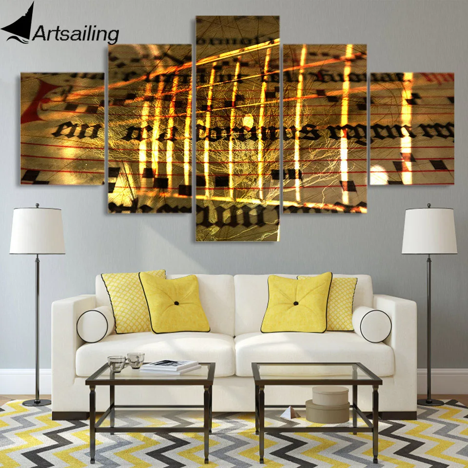 

5 piece canvas painting music artwork strings posters and prints canvas painting for living room free shipping XA2177B