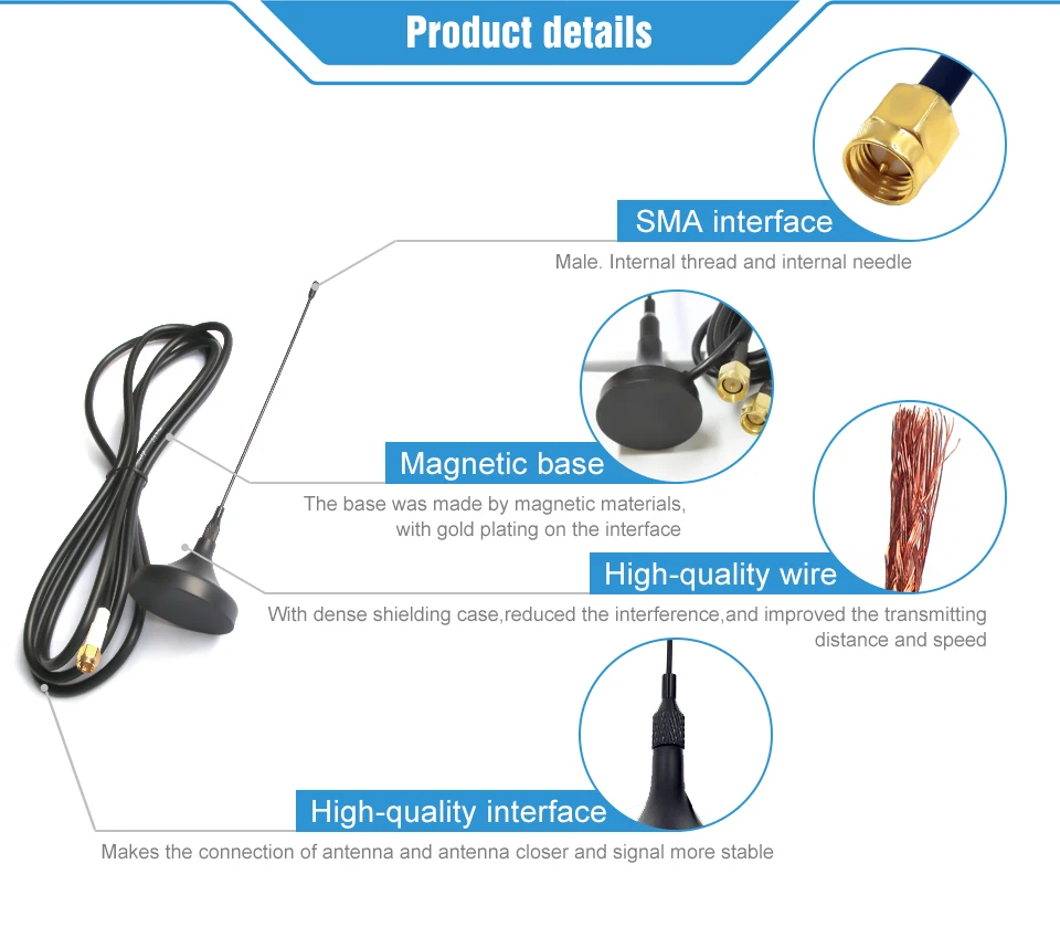 4 шт. SMA Male 433MHz Wifi uhf Антенна TX433-XP-100 3.5dBi с высоким коэффициентом усиления, Магнитная база 433M антенна на присоске для связи