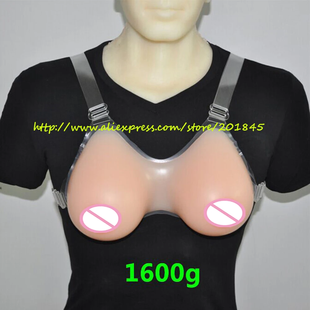 

Hot Selling Huge 1600g/Pair Silicone False Breast Form Artificial Fake Boobs Enhancer With Strap For Crossdresser