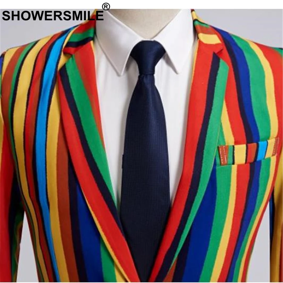 SHOWERSMILE, цветной Мужской Блейзер, Dj, Клубная, сценическая, певица, одежда, мужские вечерние, в полоску, пиджак, модный, певица, костюм размера плюс, 5XL