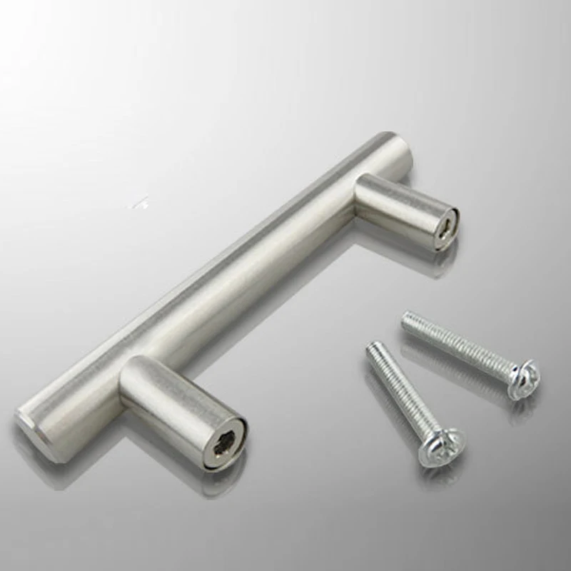 10 мм Нержавеющая сталь Кухня двери шкафа T бар ручку тянуть ручку 2 "-20'' серебро