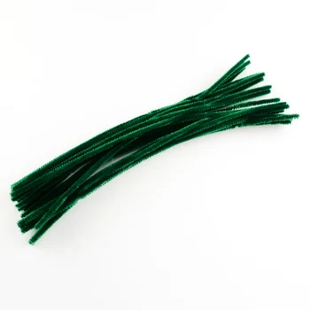 

50Pcs Pandahall 11.8" DarkGreen Christmas Tinsel Decoration DIY Chenille Stem Tinsel Garland Wire 300x5mm