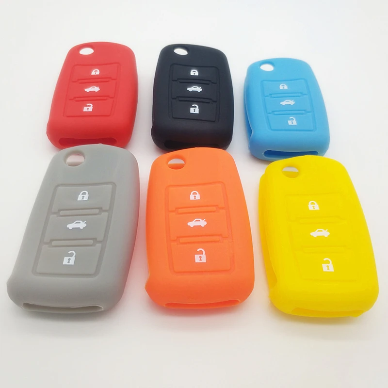 

Silicone Rubber car key cover case set skin shell holder for Volkswagen 3 buttons key protector accessories