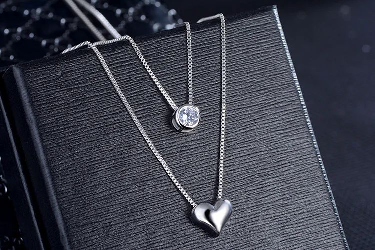 925 пробы Серебряное сердце дизайн блестящий циркон кулон ожерелья для женщин ювелирные изделия подарок Новинка Лидер продаж ожерелья