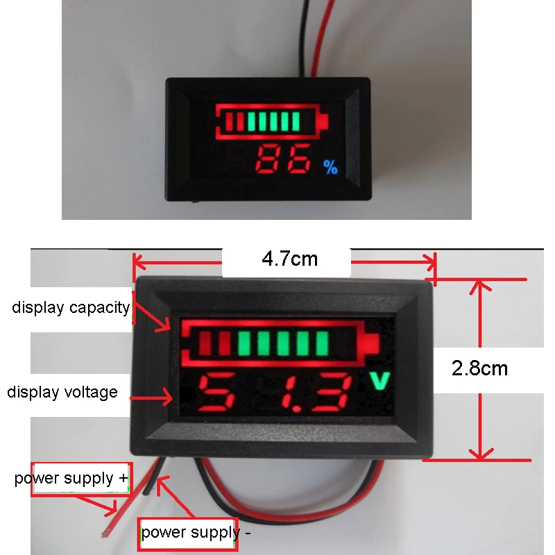 12 В 24 в 36 в 48 в 60 в 72 в 84 в индикатор емкости батареи электровелосипеда измеритель напряжения процент дисплей литий-ионный свинцово-кислотный цифровой