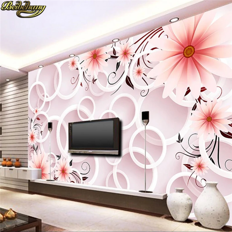 

beibehang Custom Photo Wallpaper 3D Large Wallpaper Wall Stickers Dream Flowers 3D Circle TV Background Walls papel de parede