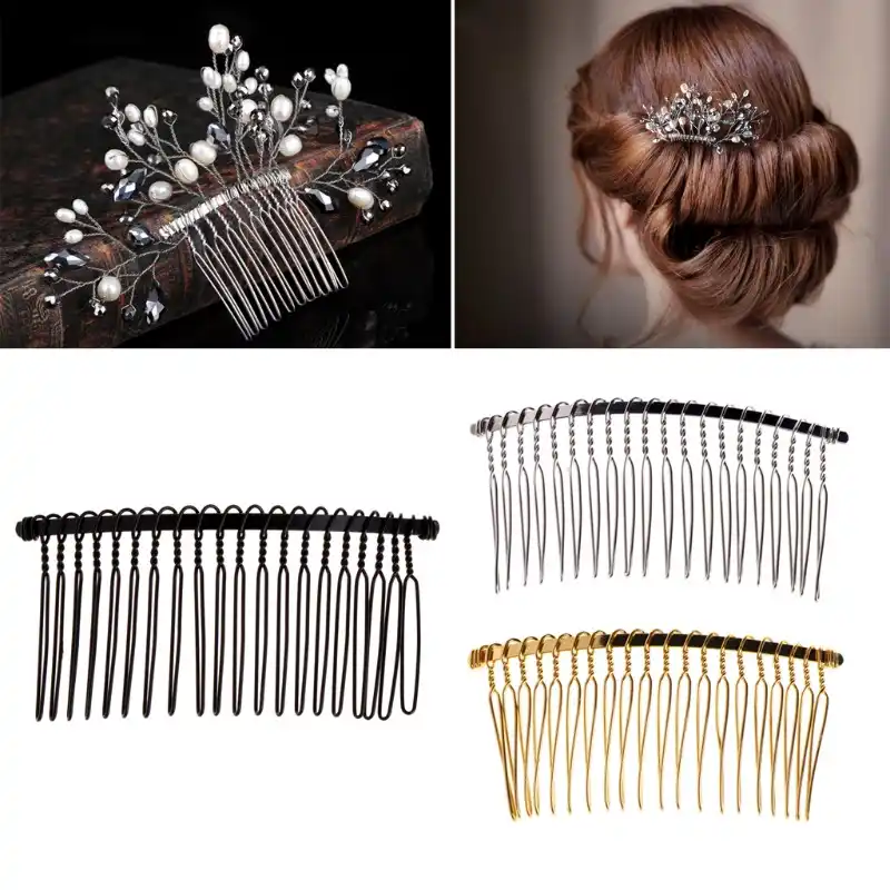 Javrick Diy Blank Metal Hair Clips Wedding Veil Side Comb 20 Teeth